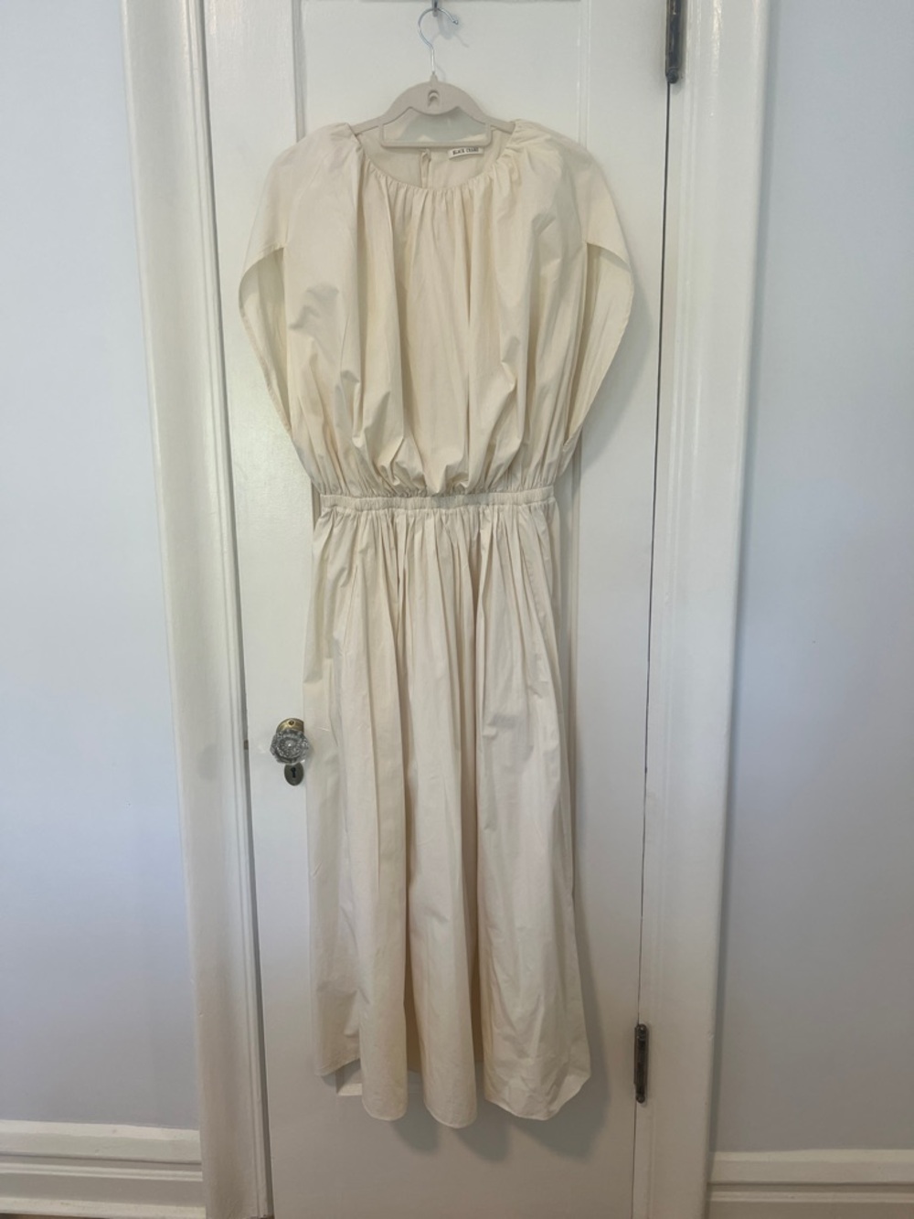 Gathered Waist Cream Maxi Dress with Gather Greek Goddess like Top.